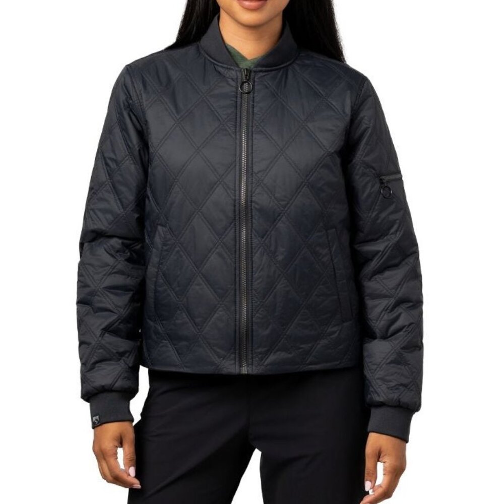 Plus Size Ladies Black Insulated Quilted Bomber Jacket